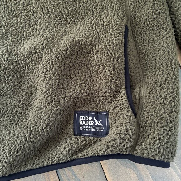 Eddie Bauer Full Zip OD GreenFleece Jacket 2XL Men's XXLARGE Long Sleeves (D9) - Picture 9 of 13